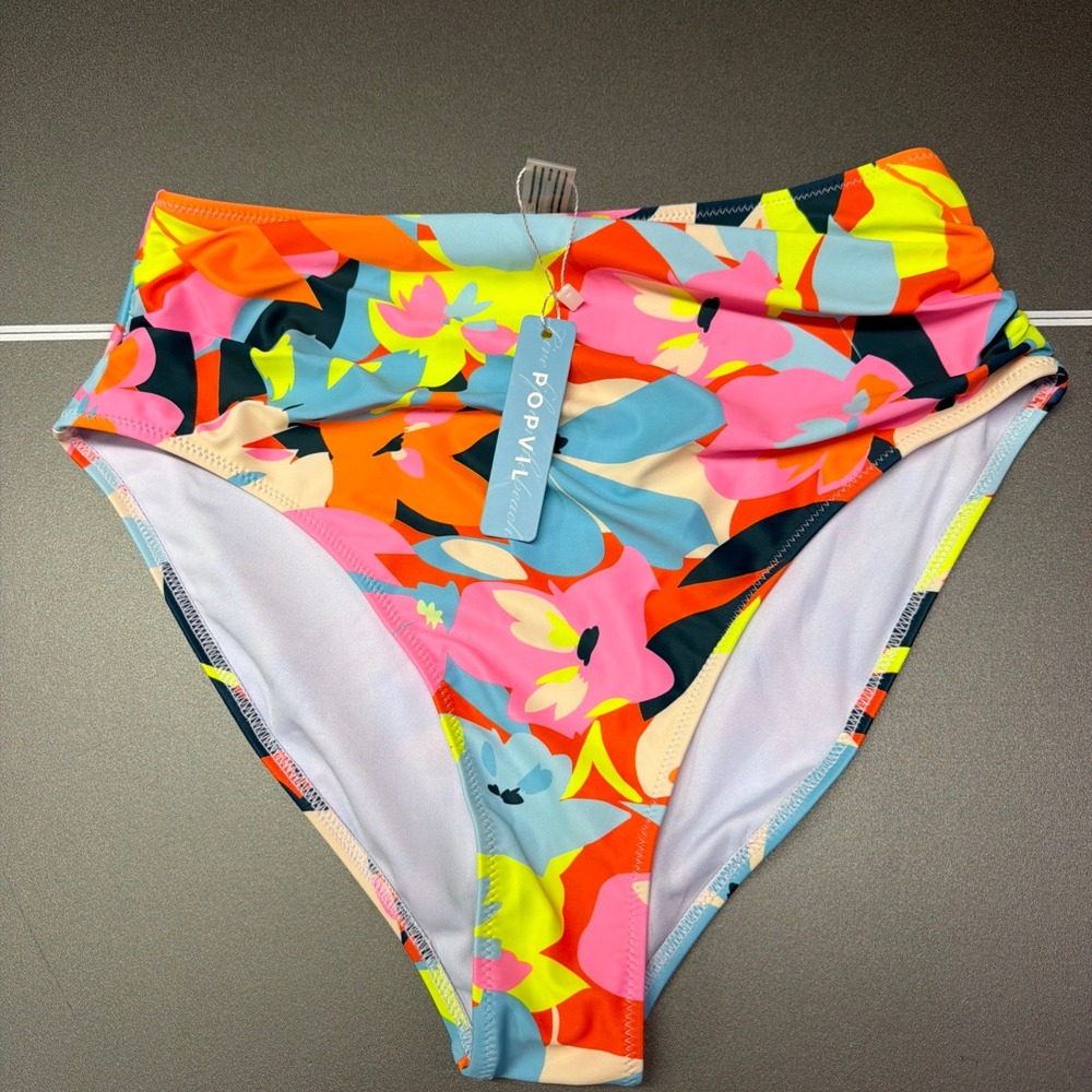 Popvil Floral Print High Waisted Bikini Bottoms Women's Size Medium NWT Swimwear